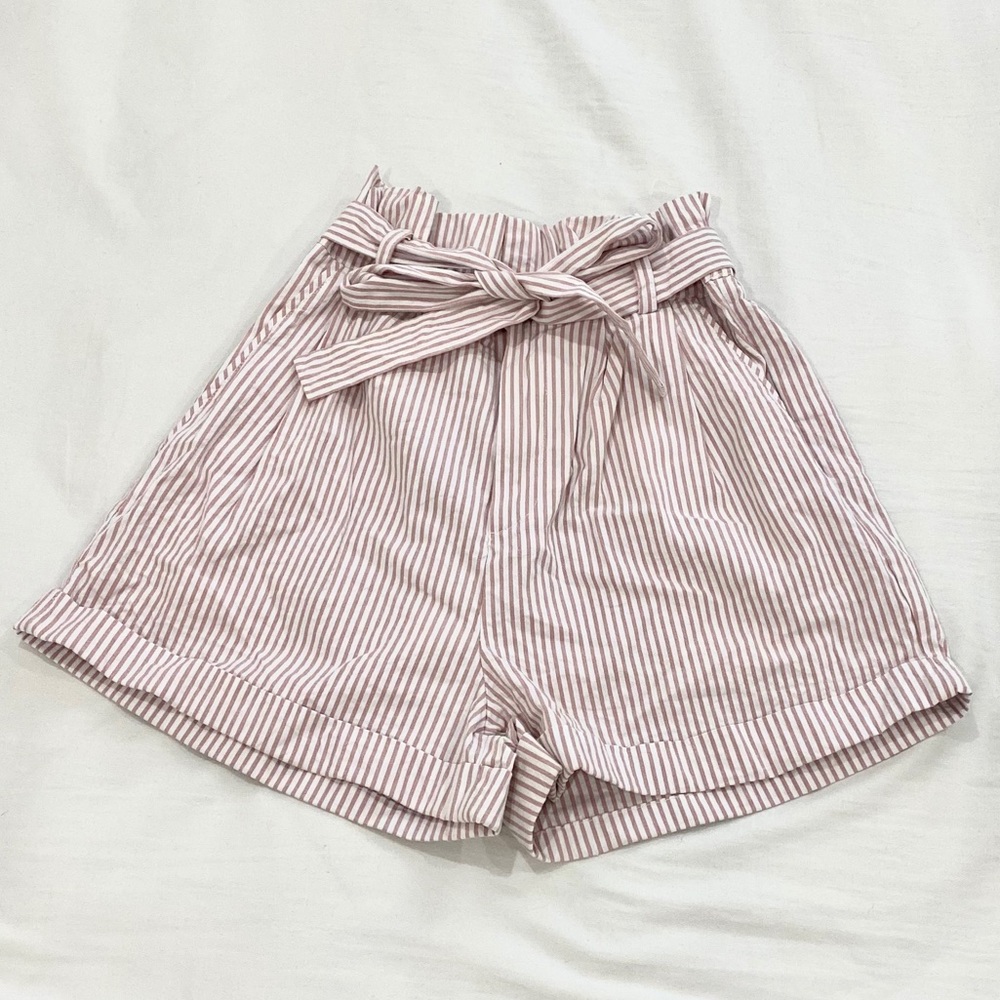 Forever 21 Striped Paper Bag Shorts
